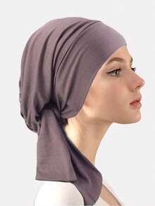 1顶女士褶皱棉质化疗帽，女士长尾头巾帽，适合日常使用 - 彩色 - 查看 23