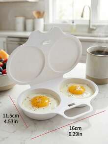 2pcs Microwave Egg Cooker/Poacher. Non-Electric, Heat-Resistant PP Plastic Material, Double-Layer Egg Cups With Insulated Base, Space-Saving Breakfast Cooking Tool, Suitable For Home, Office And Dorm Use - Easy To Clean Kitchen Gadget, With Sturdy Handle And Durable Cookware. - Multicolor - View 5