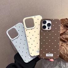 Minimalist Brown Polka Dot Phone Case With "HAPPY DAY" Text, Large Camera Cutout Soft TPU Cover For IPhone - Coffee Brown - View 7