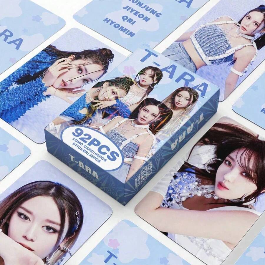 1套92张T-ARA女团照片卡、剪贴簿贴纸、双面LOMO卡片、贺卡，带自打印功能 - 彩色 - 查看 1