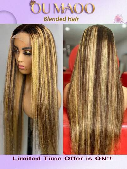 13x6 Lace Front Wigs Human Blended Hair 200 Density Straight HD Lace Front Wigs Human Blended Hair Pre Plucked 13x4 Lace Frontal Straight Human Blended Hair Wigs For Women Glueless Wigs Human Blended Hair Natural Color