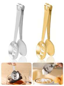 1pc Stainless Steel Tea Bag Clips, Mini Tea Bag Squeezing Pliers, Multi Functional Tea Filter Clip, Clip Type Filter Spoon, Tea Clip, Ice Cube Clip, Lemon Clip, Kitchen Food Clip,Used To Clip Ice Cubes, Sugar Cubes, Tea Leaves, Tea Bags,Lemon Slices - Multicolor - View 2