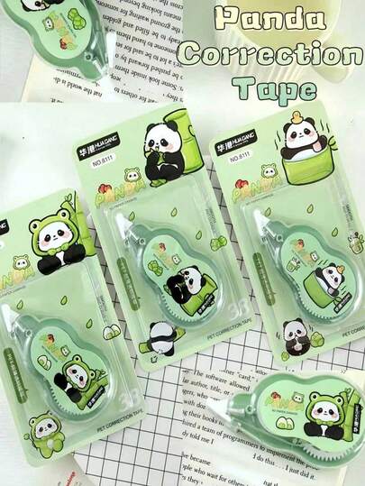 1pc Cute And Fun Panda Correction Tape, Smooth And Flowing, With Random Colors, Small And Portable, Clean And Scratch Free, Suitable For Schools, Outdoor Camping, Painting, Students, Stationery And School Supplies, Classroom Teaching Rewards, Back To School Season, Party Gift Bag Fillers, Eid Al Fitr Gifts, Mother's Day Gifts, Wedding Season Gifts (Random Styles)