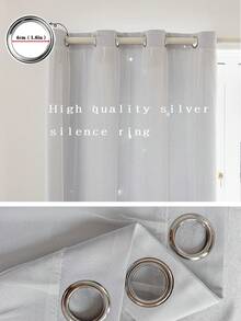 1 pieza Cortina de estrella hueca, de poliéster con doble capa de encaje transparente, cortina oscurecedora para ventana de dormitorio, cortina con estilo de princesa único y lindo, adecuada para días festivos - Gris Claro - Ver 10