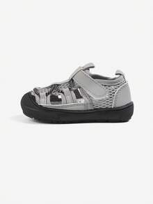1 Pair Boys' Grey Classic Minimalist Mesh Sandals, Round Toe Soft Bottom Lace-Up Design Children's Sandals, Comfortable Breathable Lightweight Casual Infant Sandals Suitable For Summer Daily, Beach, Outdoor Sports And Campus Wear - Grey - View 6