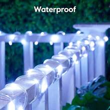 Tiras de luz LED solares flexibles, adecuadas para postes de valla, árboles, decoraciones, luces solares de cuerda para exteriores de PVC transparente, 8 modos, IPX4 resistente al agua, aplicable para jardín, patio - luz blanca - Ver 7