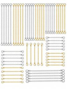 Winee 30-Piece Necklace Extender Chain, Necklace Extender Chain 30-Piece Set, Women's Necklace Extender Chain, Girls' Bracelet, Anklet Extender Chain, Jewelry-Making Necklace Extender Chain, 2 Inches, 3 Inches, 4 Inches, 5 Inches, 6 Inches (15 Gold Pieces, 15 Silver Pieces) - Color Mixing - View 1