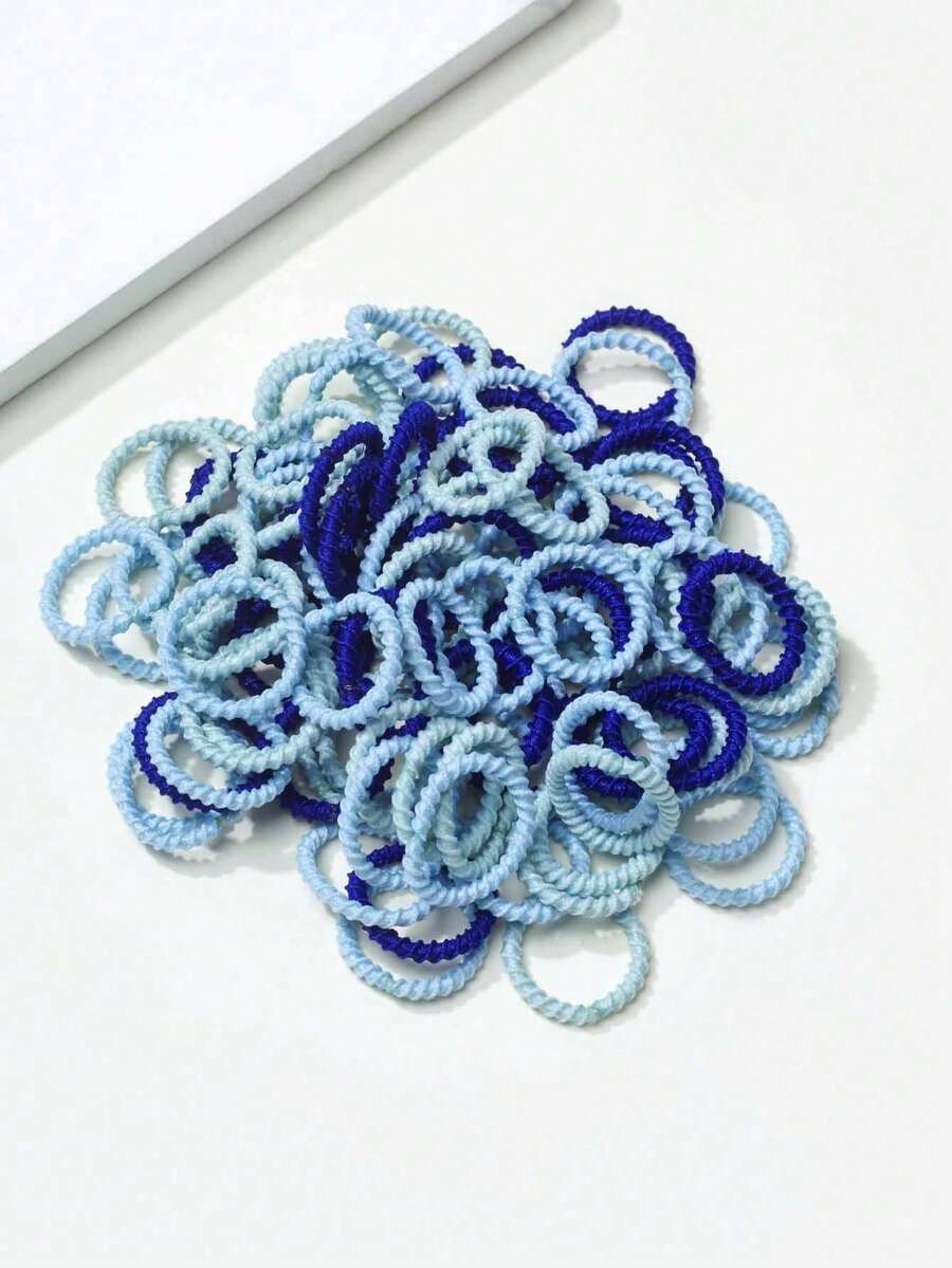 100pcs/Pack Random Color Children's Spiral Hair Ties - Blue - View 1