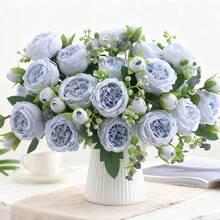1/3 Peças Buquê de Flores Artificiais de Peônia e Rosa, Adequado para Decoração de Casamento, Plantas Artificiais, Decoração Interna, Decoração de Primavera, Decoração de Jardim de Outono, Decoração Central, Buquê de Noiva, Materiais de Decoração de Bolo DIY, Materiais de Coroa, Decoração de Vaso de Quarto, Jardim Externo, Festa de Aniversário, Decoração de Evento, Presente do Dia dos Namorados, Decoração de Ano Novo, Presente de Formatura, Etc. - Azul - Visão 7