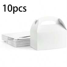 10pcs White Party Gift Boxes With Handles, Paper Gift Boxes Suitable For Weddings, Birthdays, Graduations, Baby Showers - White - View 9