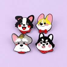 可爱卡通宠物狗珐琅徽章 趣味动物盆栽黑猫胸针翻领别针徽章 背包服装配饰 时尚首饰 朋友礼物 - 黑色 - 查看 12
