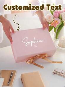 Customized Personalized Magnetic Ribbon Gift Box, Customized Bridesmaid Invitation Box, Bride's Gift Box, "Will You Be My Bridesmaid?" Box, Wedding Gift Box - Multicolor - View 2