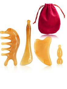 Set de 3/5/6/7 piezas de herramientas de masaje facial y belleza, incluye masajeador facial, tabla Gua Sha, peine de masaje para la cabeza, masajeador de nariz y ojos, rascador de espalda, adecuado para uso doméstico de mujeres, gran regalo - Multicolor - Ver 11