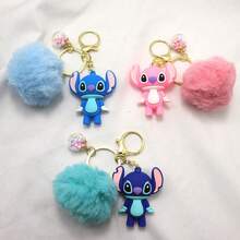 Disney Three Pieces Set Lilo & Stitch Silicone Keychain Set - Cute Cartoon Keychains With Rainbow Wrist Strap, Ball, And Bell, Suitable For Backpacks, Keys, Car Decorations, And Collectible Gifts - Multicolor - View 8