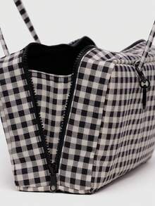 Túi đựng bóng bowling bằng nylon, túi xách tay có móc khóa, túi công sở tối giản, dung tích lớn, túi đeo vai thời trang mới cho sử dụng hàng ngày. - Đen và trắng - Xem 4