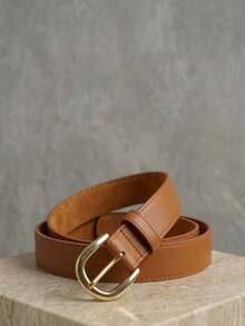 Women's Belt Set With GABI Gold Metallic Buckle In Minimalist Faux Leather - 3 Piece Kit - View 2