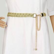 Women's Gold Twist Waist Belt, Suitable For Daily Wear - Gold - View 1