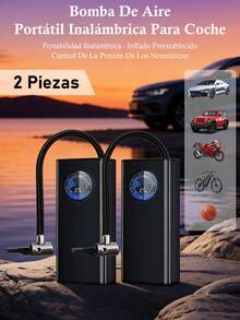 Compresor de Aire Portátil 150 PSI – Inflado Rápido, Compacto, Recargable, Segur o y Fácil de Usar para Autos, Bicicletas y Más - 2 PIEZAS - Ver 2