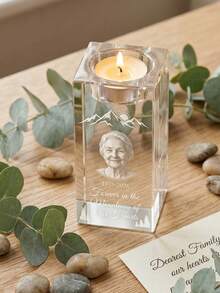 Custom Personalized Memorial Crystal Photo Block - 3D Portrait Engraved Keepsake With Timepiece Design - Sympathy Gift For Loss Of Loved One - Ideal For Remembrance Altar, Home Decor & Funeral Display - Multicolor - View 9