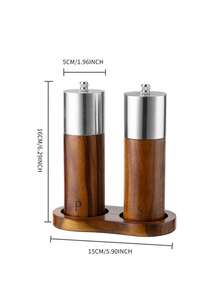 1pc/2pcs/3pcs Stainless Steel & Rosewood Pepper Mill, Manual Spice Grinder For Home Kitchen, Salt & Pepper Shaker - Multicolor - View 4