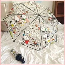 SNOOPY 1pc Foldable Transparent Umbrella, Cute Cartoon Pattern Ladies Umbrella, Portable & Lightweight Daily Use Umbrella - Multicolor - View 5