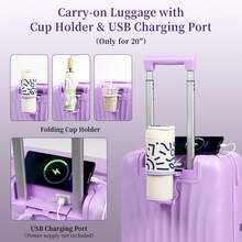 AAIVV 4 Piece Set,Expandable ABS Suitcase With TSA Lock, 20 Inch Carry On Luggage With Cup Holder, USB Charging Port Airline-Approved Hard Shell, Double Spinner Rolling Wheels Suitcases For Lightweight Travel (28in26in20in13in) - Màu Lilac Tím - Xem 4