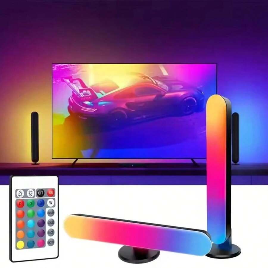 1 pièce/2pcs Bande lumineuse LED, télécommande infrarouge 24 touches, bande lumineuse RGB intelligente pour le jeu, synchronisation musicale, rétroéclairage d'ambiance TV, lampe de bureau RGB pour TV, ordinateur, chambre, décoration de fête - Multicolore - Voir 1