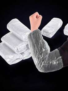 50/100pcs Disposable Transparent Plastic Sleeve Covers, Dust-Proof, Oil-Proof, Waterproof, Cuff Protector Sleeves For Cleaning, Kitchen, Catering, Art Painting - Multicolor - View 2