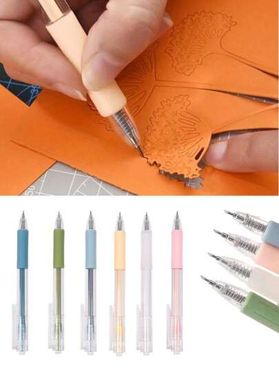 1/2/3/6-Pack Telescopic Craft Knife Pens – Heavy-Duty Stainless Steel Blades, Non-Slip Silicone Handles, Portable Pen-Style Precision Cutting Tools For Scrapbooking, Card Making, And DIY Art Creation. Suitable For School, Home, Office, And DIY Projects. Home Crafts | Stylish Pen Design | Telescopic Blades.