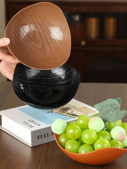 3pcs/1pc Thickened Vintage Ebony Grain Triangular Plate - Multi-Purpose, Can Hold Fruits/Snacks/Desserts/Tea Ceremony Items