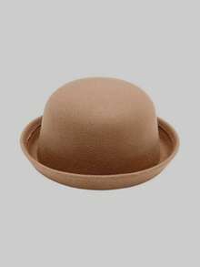 1pc Solid Color Casual Polyester Round Top Hat, Versatile For All Seasons - Bowler Hat - View 19
