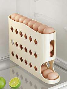 30pcs Egg Tray And Egg White Separator, Suitable For Refrigerator, Automatic Rotating Egg Dispenser, Space-Saving Sliding Design Egg Storage Container, Shock-Proof Preservation Box, Large Capacity Egg Rack, Suitable For Refrigerator Door And Kitchen Countertop, Cream Color - View 7