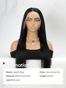 Jessie's Wig 13x4 透明蕾丝前真人发假发，预先拔毛的巴西丝绸直发蕾丝前假发，真人发，20 英寸 - SNatural - 查看 2