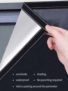 1 件黑色粘合全遮光窗帘，自粘窗帘，隔热防晒，无需钻孔，安装方便，2025 年新版 - 黑色 - 查看 55