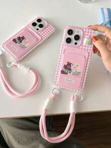 Cartoon Bear Card Slot Wrist Strap Lanyard Soft Phone Case Compatible With IPhone 17 Pro Max/16/15/14/13/12/11, Anti-Drop Card Holder - Multicolor - View 8
