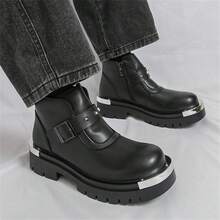 Men High-Top Leather Riding Boots - Black High - View 6