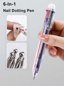 5/6 In 1 Professional Multi-Head Nail Art Dotting Pen, Suitable For Painting, Striping, Dotting, Glitter Nail Art, Pressure Activated, Ideal For Nail Technicians And Beginners - Multicolor - View 3