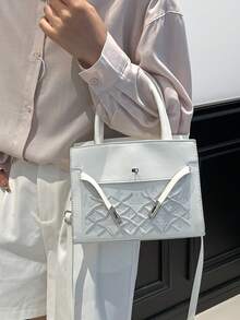 2026 New Mini Embossed Structured Tote Bag For Women,Premium PU Leather Shoulder Bag With Intricate Embossed Pattern & Turn-Lock Clasp, Versatile Dual Carry Options (Top Handle & Detachable Crossbody Strap) - Multicolor - View 7