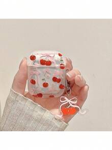 Cherry Design Transparent Protective Case Compatible With Apple Earphones, Shockproof Case Suitable Compatible With Apple Bluetooth Earphones - Multicolor - View 13