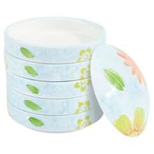 PH PandaHall - Paleta de pintura de cerámica de 5 capas bandeja de mezcla apilable paleta de pintura de porcelana bandeja de pigmentos plato redondo de acuarela con tapa para artista gouache chino - Verde hoja flor - Ver 6