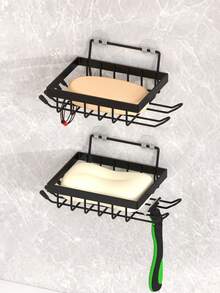 1/2 khay đựng xà phòng nhà tắm, giá đỡ xà phòng hình chữ nhật treo tường có lỗ thoát nước, thiết kế dễ thoát nước, không cần khoan, phụ kiện nhà tắm - Nhiều màu - Xem 8