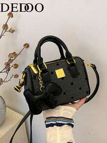 Dedoo 2026新款女士便携手提包篮枕包单肩斜挎包。赠送精致五金吊坠。 - 黑色 - 查看 11