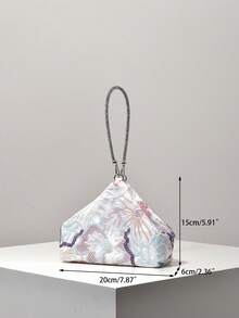 迷你亮片花卉刺绣手提包，优雅派对包，舞蹈配饰，婚礼用品，女士礼物（图案随机） - 彩色 - 查看 8