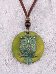 Collar con colgante redondo - Verde - Ver 16