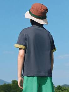 Balabala 幼儿儿童夏季短袖T恤，男女童纯棉印花上衣，舒适新款休闲服 - 鐵灰 - 查看 3