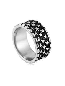 1pc Vintage And Personalized Stainless Steel Cast Men's Crown Ring Fashion Accessory - Silver - View 4
