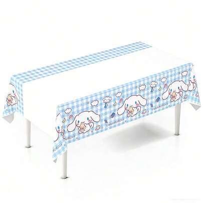 SANRIO 1pc Blue Birthday Wallpaper, Cute Cartoon Character Themed Plastic Wallpaper With Blue, Gold, And Cloud Prints, Perfect For Birthday Celebrations, Themed Events, Picnics, Party Supplies, And Gift Givers, Perfect For Fans And Party Enthusiasts