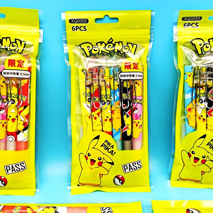 6支/12支装 - 卡通主题黑色签字笔/圆珠笔/走珠笔，学校和办公文具，学校/办公用品，书写文具，也适合作为生日礼物、返校礼物、派对礼品、节日礼物、毕业礼物 [款式随机发送] - 套裝 - 查看 1