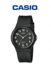 Đồng hồ đeo tay nam Casio kiểu dáng thường ngày - Mặt đen hiển thị ngày, dây đeo nhựa đen, chống nước 50M, phù hợp cho trang phục thường ngày MW-59-1B - màu đen - Xem 1