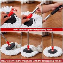 Stainless Steel Spin Mop Bucket Setessentials360° Rotatable Mop 3 Microfiber Heads 61-Inch Adjustable Handle Separate Dirty Water SystemEfficient Cleaning Supplies - TB02 - View 5